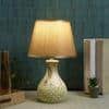 Cream Ceramic Table Lamp Brown Shade