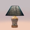 Devansh Conical Turquoise Jute Shade Lamp With Wood & Mosaic Glass Base For Decoration/Office/Home/Gifting/Study For Decoration/Office/Home/Gifting/Study -(10X10X14.5) Inches -A