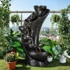 Black Fiber Glass 7 Stacked Chalice Water Fountain