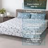 White Floral Cotton 400 Tc Flat Super King Size Bedsheet With 2 Pillow Covers
