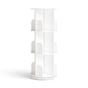 360° Rotating Bookshelf – 3 Tier Space Saving Book Organizer with Smooth Rotation, White Finish