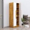 Hexa Red Wooden 2 Door Wardrobe with 4 Shelves in Giant Wood and Frosty White Colour