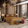 Stoa Paris Satin Bedsheet for Super King Bed (274 cm x 274 cm) with 2 Pillow Covers heet for Grandeur of the Sun Gold