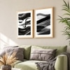 Abstract Face Black and White Set of 2 Framed Posters 45x60 cm