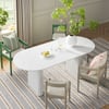 Velin Oval 6 to 8 Seater Extending Solid Wood Pedestal Dining Table White