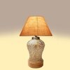 Devansh Conical  Beige Jute Shade  Lamp With  Wood & Mosaicglass Base For Decoration /Office/Home/Gifting/Study For Decoration /Office/Home/Gifting/Study -(10X10X14.5) Inches -