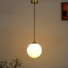 Orb Single Glass Pendant Light -  Frosted White & Shine Brass