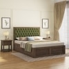 Avon Solid Wood Queen Size Bed With Box Storage (Danish Walnut Finish, Moss Green Colour)