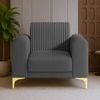 Veniza Velvet 1 Seater Sofa In Dark Grey Colour