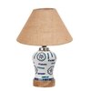Devansh Conical Beige Jute Shade Lamp With Wood & Mosaic Glass Base For Decoration/Office/Home/Gifting/Study For Decoration/Office/Home/Gifting/Study -(10X10X14.5) Inches -A