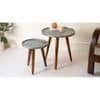 Teal Rain Round Nesting Tables with Wooden Legs, Side Tables, Wooden Tables, Living Room Decor by A Tiny Mistake