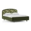 Eden Upholstered Queen Size Non-Storage Bed In Berry Orchid Colour with Danish Walnut Finish