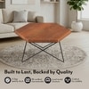 Dyson Hex Abstract Solid Wood Coffee Table With Black Base In Amber Walnut Finish