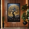 The Castle Decor Golden Wish Tree Wall Painting Framed Artwork 20x30 Inch