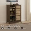 Fujiwara 24 Pair Solid Wood and Cane Shoe Cabinet In Danish Walnut Finish