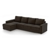 Apollo Sofa (Colour : Chocolate, Cushion : Hard, Seating Capacity : Left Aligned 3 Seater + Left Aligned Chaise + Ottoman)