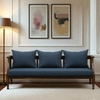 Arden 3 Seater Seater Wooden Sofa in Blue Fabric