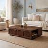 Alderley Sheesham Wood Arched Fluted Coffee Table in Walnut Finish