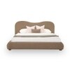 Ripple Fabric King  Size Bed With Hydraulic Storage (Coffee Oak Brown Finish, Tuscan Almond Colour)