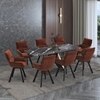 Aeris Ceramic 6 To 8 Seater Extendable Dining Table With 6  Bren Dining Chairs (Finish : Black Jade, Chair Colour : Auburn)