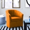 Accentrin Solid Wood Accent Chair in Orange Colour