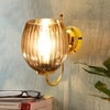 Devansh Metal Electric Wall Light in Gold Colour with Lavender Shade Count of 1 Light