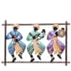 Desert Art Metal Handpainted Blue Tabla Musician Wall Hanging