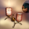 Devansh Metal Electric Wall Light in Gold Colour with Maroon Shade Count of 2 Lights