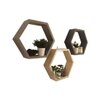 Oliver Iii Hexagonal Shaped Set Of 3 Wooden Wall Shelves