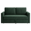 Alfon 2 Seater Velvet Pull Out Sofa Cum Bed with Storage In Green
