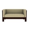 Prashiv 2 Seater Wooden Sofa (Creame Colour, Walnut Finish)