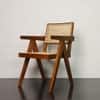Rita Solid Wood Rattan Caning Accent Chair In Teak Finish