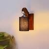 Devansh Solid Wood Electric Wall Light in Brown Colour with Black Shade Count of 1 Light