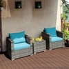 Carry Bird Wicker Patio Furniture Outdoor Balcony Chairs In Grey Mix And Sky Blue Colour