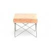 Asansol Sheesham Wood Accent Square Stool     in Melon Pink Cotton Velvet Upholstery