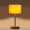 Devansh Yellow Cotton Table Lamp With  Natural  Wood Base  & Steel Pipe (7X17 Inches)-6