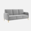 Monly Velvet 3 Seater Sofa Grey Color