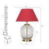 SECRET Water Droplets On Glass and Brass Finish Metal Large Table Lamp With Maroon Cotton Shade