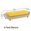 Marko Velvet 2 Seater 4 Feet Ottoman Bench in Yellow & Cream  Color