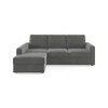 Apollo Compact Sofa (Colour : Ash Grey Velvet, Cushion : Hard, Back Type : Regular, Seating Capacity : Left Aligned 2 Seater + Left Aligned Chaise)