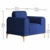 Josbert Velvet 1 Seater  Sofa In Navy Blue Colour