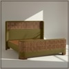 Heritage Cane Upholstered King Size Bed in Linen With Oak wood Frame