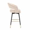 Doe Buck Mixoy Velvet Bar Stool in Emerald Beige Colour with Gold Accents