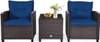 Carry Bird Wicker Patio Furniture Outdoor Balcony Chairs In Navy Blue Colour