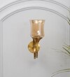 Nena Single Light Wall Fitting In Brass Finish Metal With Amber Glass