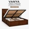 Vanya Solid Wood Compact Queen Bed Hydraulic Storage Provincial Teak Finish Mattress 60 x 72 Inches