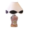 Devansh Multi  Vintage  Cotton Pleated Shade Lamp With Wood & Mosaic Glass Base For Decoration/Office/Home/Gifting/Study For Decoration/Office/Home/Gifting/Study