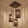 Hexa Brown Solid Wood Cluster Hanging Light