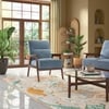 Logan 1 Seater Wooden Sofa in Blue Colour