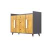 Hexa Red Multipurpose Storage Cabinet With 3 Drawer 2 Door in Slate Grey And Giant Wood Colour